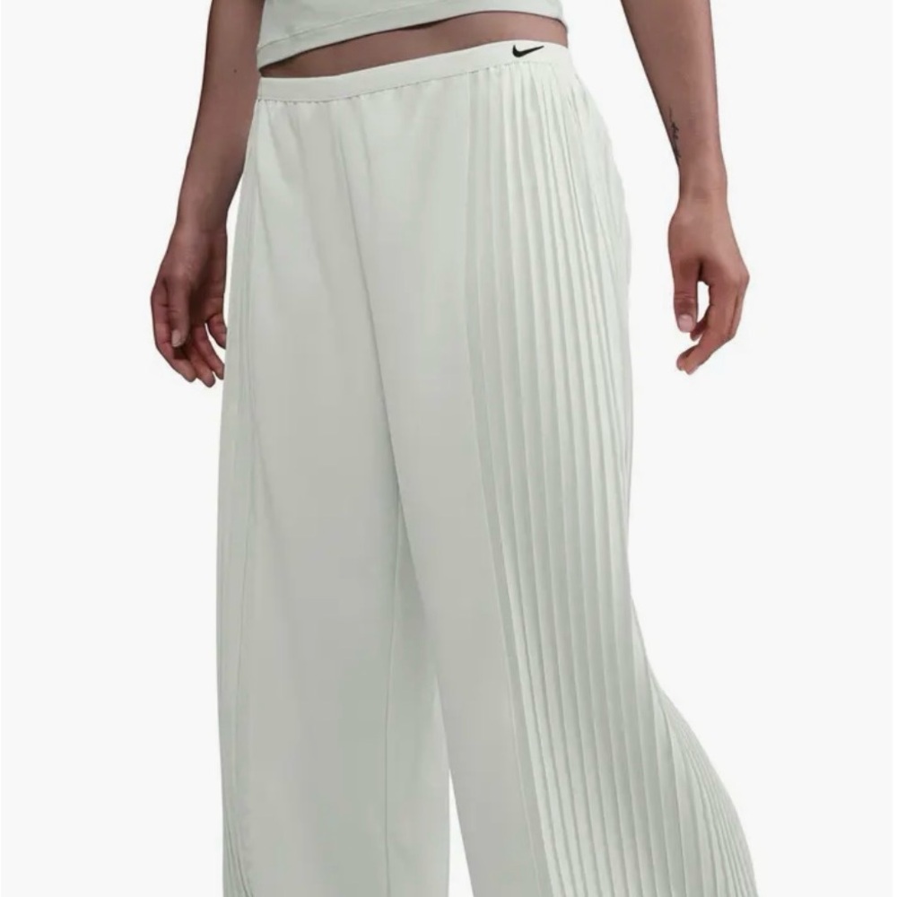 Nike Cream Wide-Leg Pleated Side Panel Pants